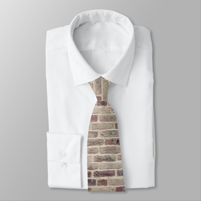 Corbata de Patrón de Pared de Ladrillo Gris Rojo (Atado)