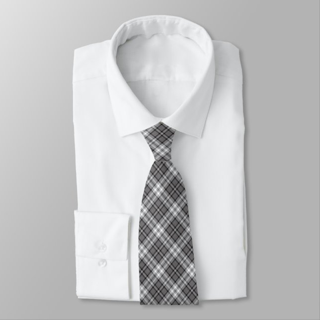 Corbata de patrón negro, gris y blanco (Atado)