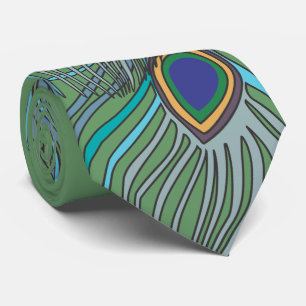 Corbata de pavo real de 3 plumas azules para 4 bod