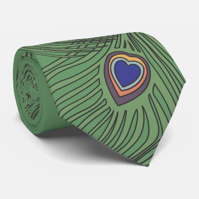 Corbata de pavo real de 3 plumas para bodas (Enrollado)
