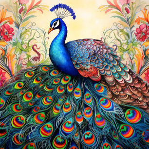 Corbata de pavo real elegante única y audaz