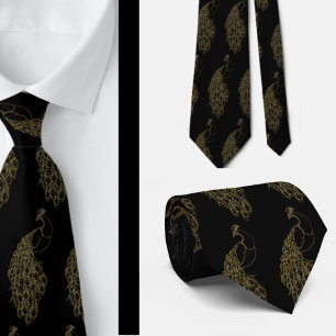 Corbata de pavo real elegante única y audaz de neg