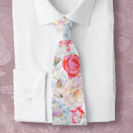Corbata de peonías acuarela