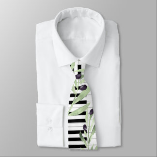 corbata de piano de rama de olivo de color agua