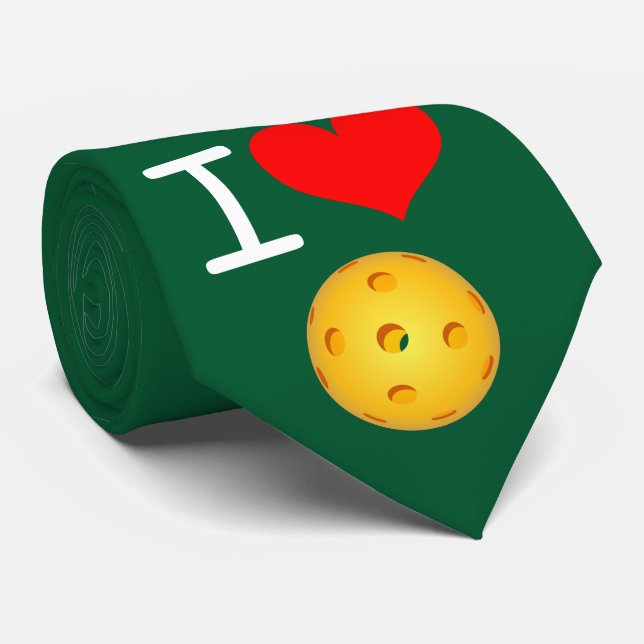 Corbata de Pickleball: Amo Pickleball (el verde) (Enrollado)