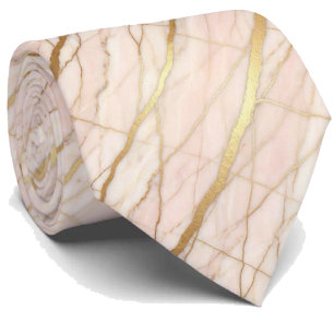 Corbata de Piedra de Lujo Mármol Rosa Dorado y O