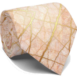 Corbata de Piedra de Lujo Mármol Rosa Dorado y O