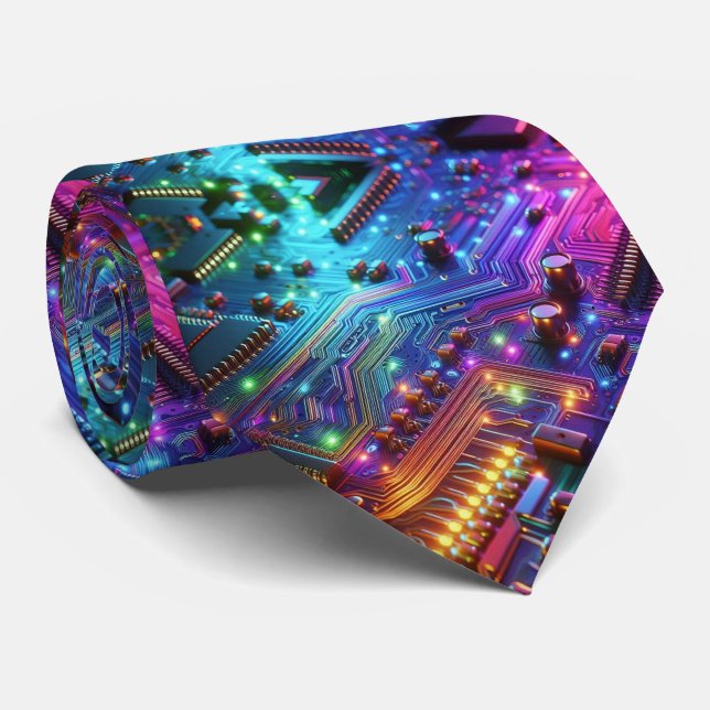 Corbata de placa de circuito de arcoíris – Tech Ge (Enrollado)