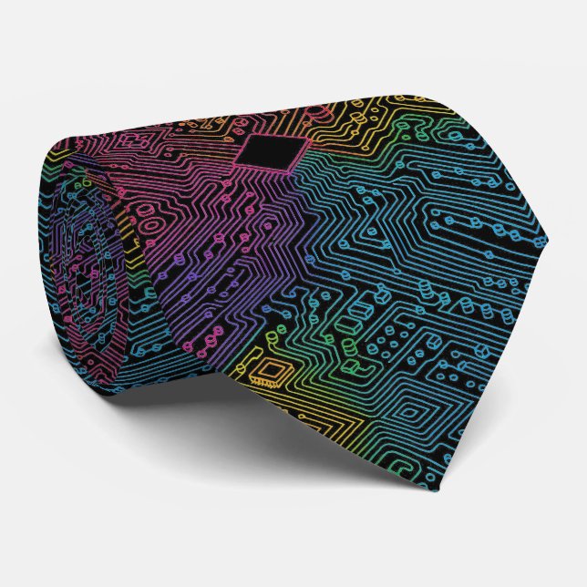 Corbata de placa de circuito de arcoíris – Tech Ge (Enrollado)