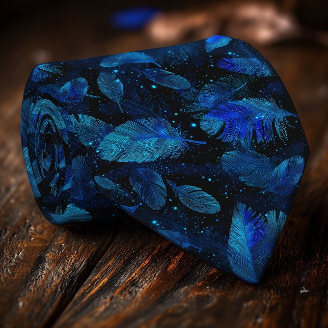 Corbata de plumas azules neón para hombres (Subido por el creador)