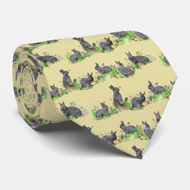 Corbata de prado de conejito estampa a dos caras ( (Enrollado)