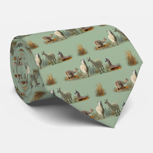 Corbata de prado de llama (verde claro) (Enrollado)