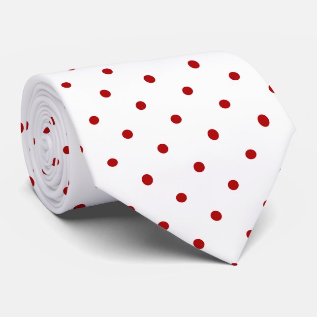 Corbata de puntos de la polka blanca roja (Enrollado)