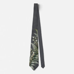 Corbata de rama de olivo acuarela azul marino