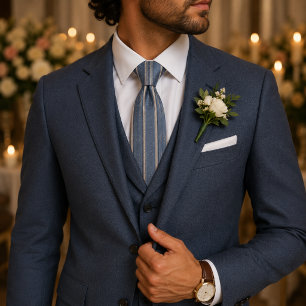 Corbata de raya regencia azul polvoriento