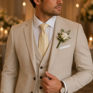 Corbata de raya regencia marfil champán