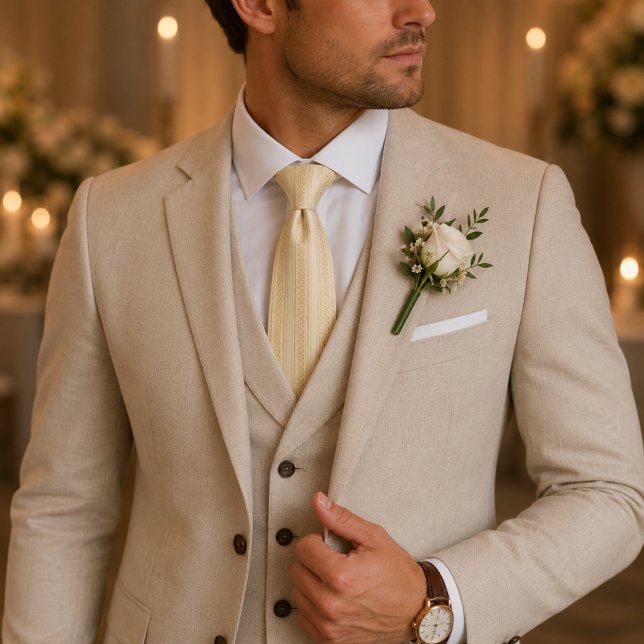 Corbata de raya regencia marfil champán (Subido por el creador)