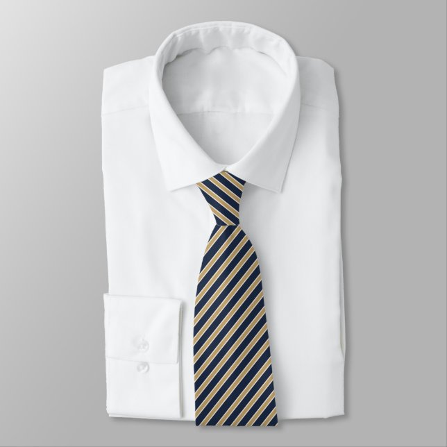 Corbata de raya Repp crema camello azul marino (Atado)