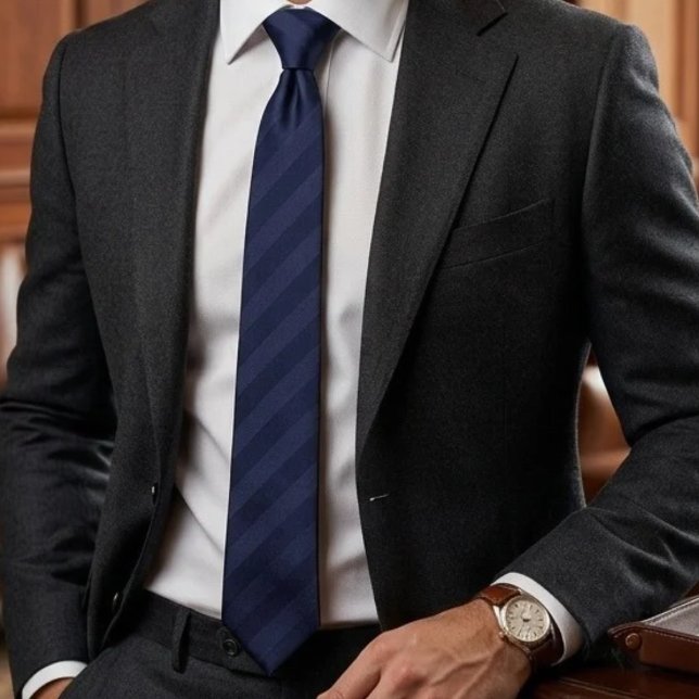 Corbata de raya tejida azul medianoche (Subido por el creador)