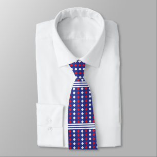 Corbata de rayas de diamante rojas y blancas