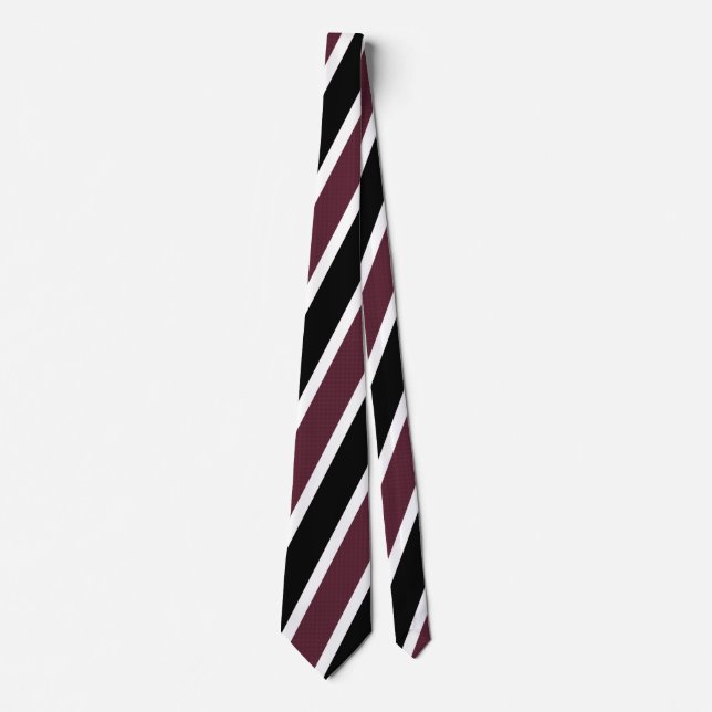 Corbata de rayas Preppy - granate, negro y blanco (Anverso)