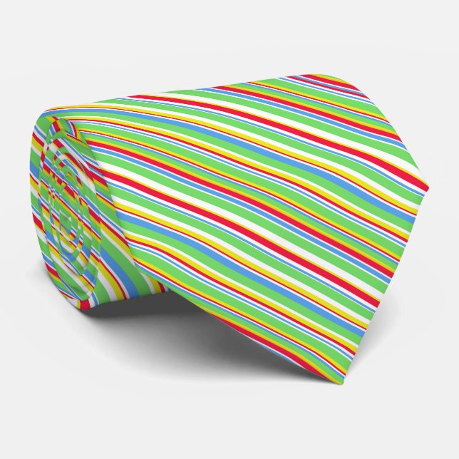 Corbata de rayas verdes, azules, rojas y amarillas (Enrollado)