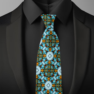 Corbata de red de argyle dorado y azul de vidrio p