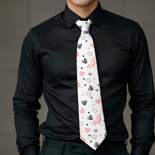 Corbata de regalo de aniversario con corazones dib