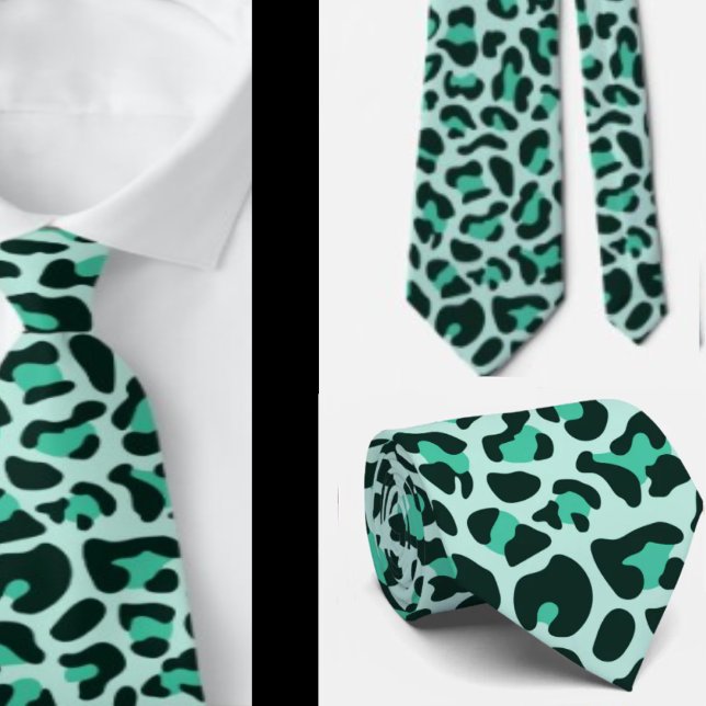 Corbata de rock punk con estampado de leopardo azu (Subido por el creador)