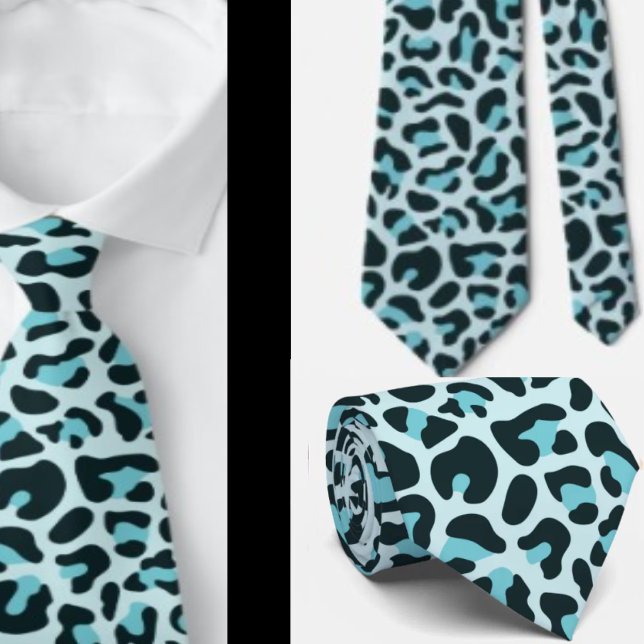 Corbata de rock punk con estampado de leopardo azu (Subido por el creador)