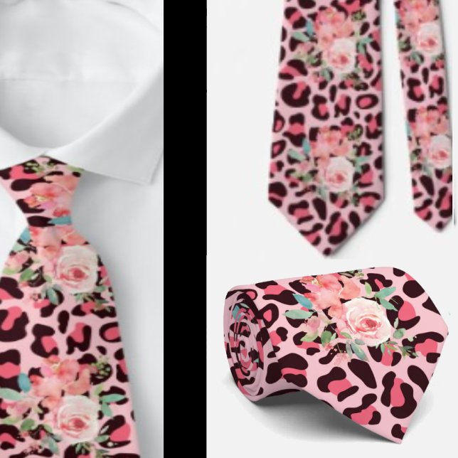 Corbata de rock punk con rosas rosadas y estampado (Subido por el creador)