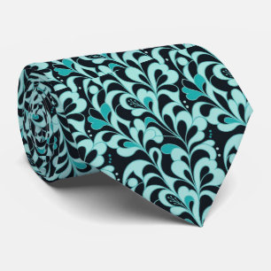 Corbata de seda artificial Aqua + Negro Caballer