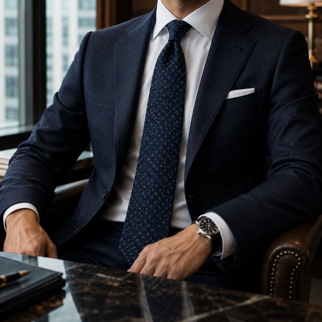 Corbata de seda azul marino con jacquard de diaman (Subido por el creador)