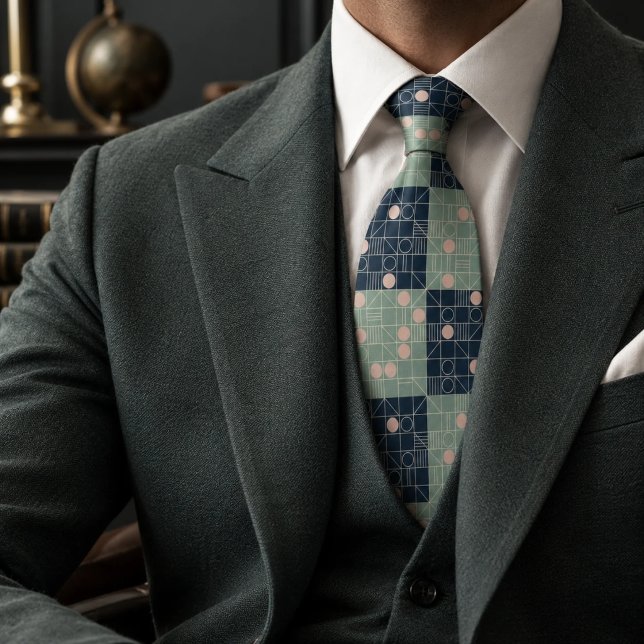 Corbata de seda azul marino y menta de explosión e (Subido por el creador)