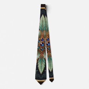 Corbata de seda botánica Midnight Teal & Sapphire