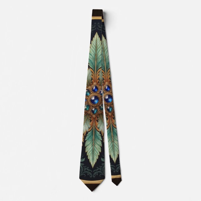 Corbata de seda botánica Midnight Teal & Sapphire (Anverso)
