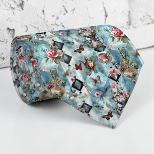 Corbata de seda con patrón clásico de Wonderland