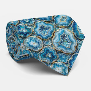 Corbata de seda de lujo falsa   Oceano Azul Geoda