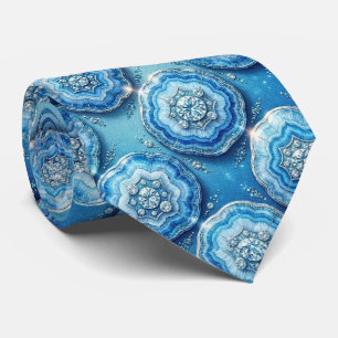 Corbata de seda de lujo falsa Oceano Azul Geoda