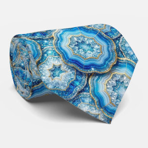 Corbata de seda de lujo falsa   Oceano Azul Geoda