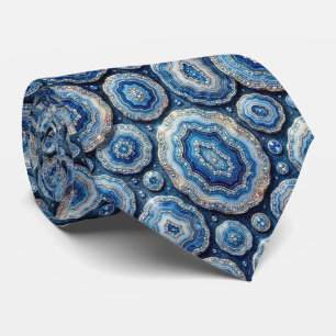 Corbata de seda de lujo falsa   Oceano Azul Geoda