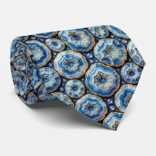 Corbata de seda de lujo falsa Oceano Azul Geoda