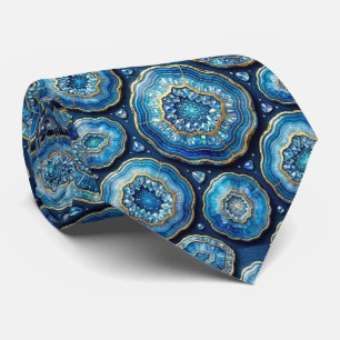 Corbata de seda de lujo falsa   Oceano Azul Geoda