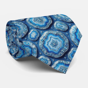 Corbata de seda de lujo falsa   Oceano Azul Geoda