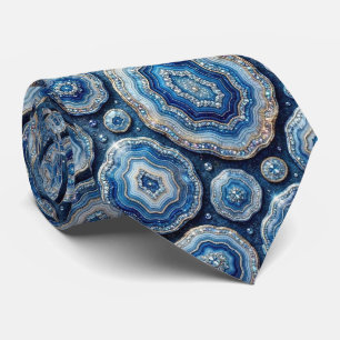 Corbata de seda de lujo falsa   Oceano Azul Geoda