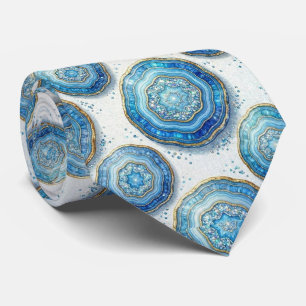 Corbata de seda de lujo falsa   Oceano Azul Geoda