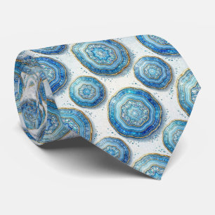 Corbata de seda de lujo falsa   Oceano Azul Geoda