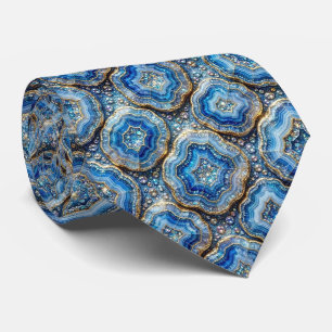 Corbata de seda de lujo falsa   Oceano Azul Geoda