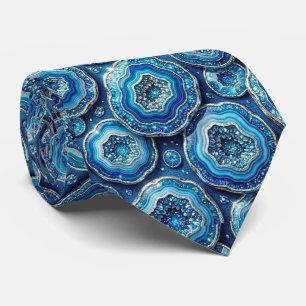 Corbata de seda de lujo falsa   Oceano Azul Geoda
