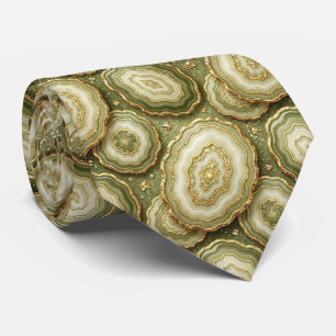 Corbata de seda de lujo falsa   Oliva + Geoda dora